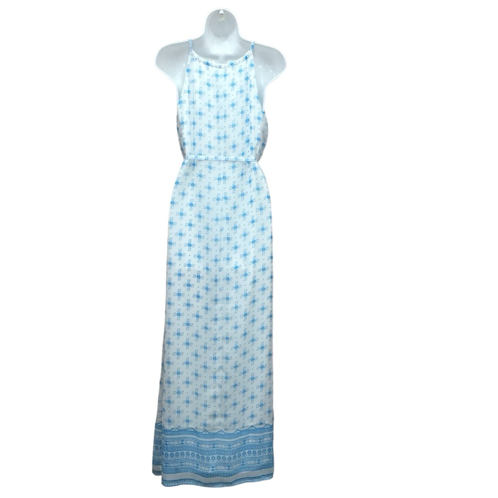 NWT Old Navy Geometric Print White Blue Long Maxi Dress - Women’s XS - Picture 9 of 12